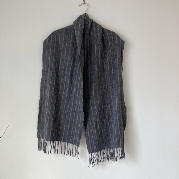 Ireland 100% wool suantrai scarf grey gray striped stripes wide oversized - Picture 15 of 15